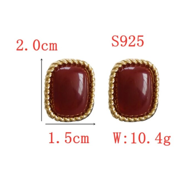 Cercei Retro pentru Femei, CRM, Maro cu Margine Aurie, 2 cm [5]