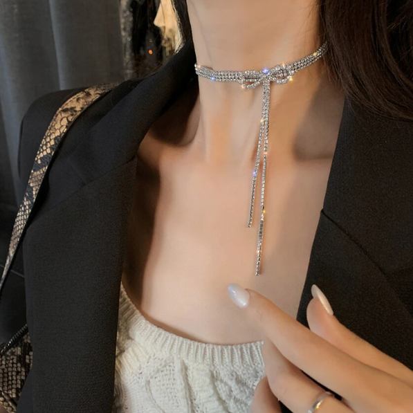 Choker Boem Multistrass, Strălucitor, Argintiu, 27.5 cm, CRM [4]