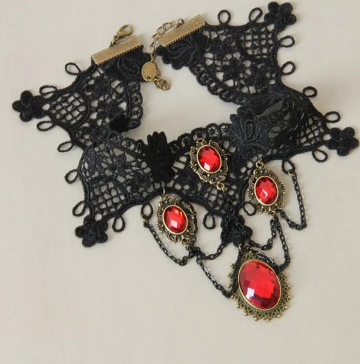 Choker brodat cu pietre, EVNC,  Vintage Gothic Jewelry [2]
