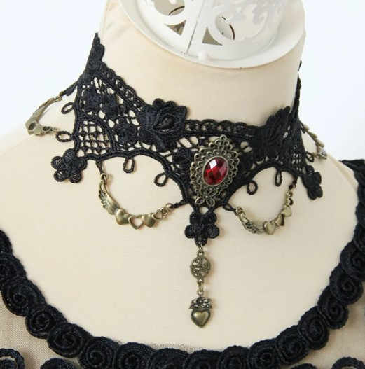 Choker brodat cu pietre, EVNC,  Vintage Gothic Jewelry [2]