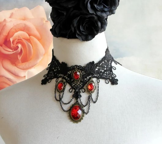 Choker brodat cu pietre, EVNC,  Vintage Gothic Jewelry [3]