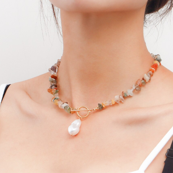 Choker Elegant Irregular, Multicolor, 42 cm, CRM, Închidere OT [5]