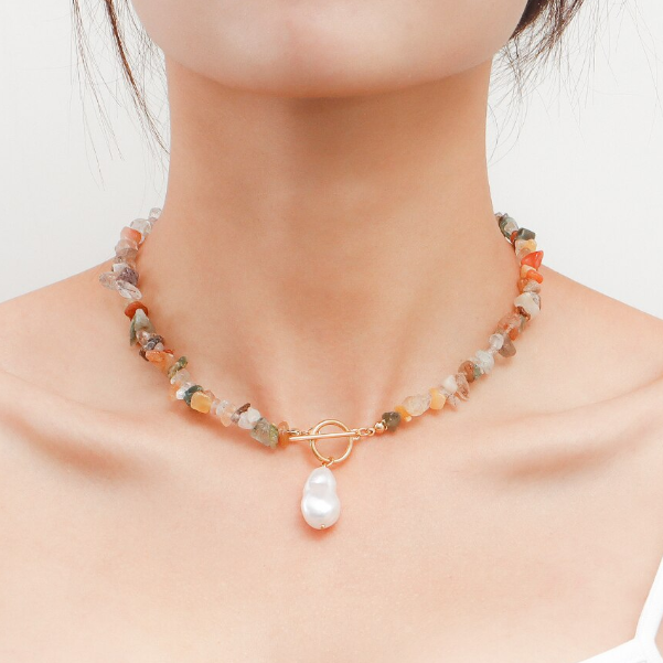 Choker Elegant Irregular, Multicolor, 42 cm, CRM, Închidere OT [3]