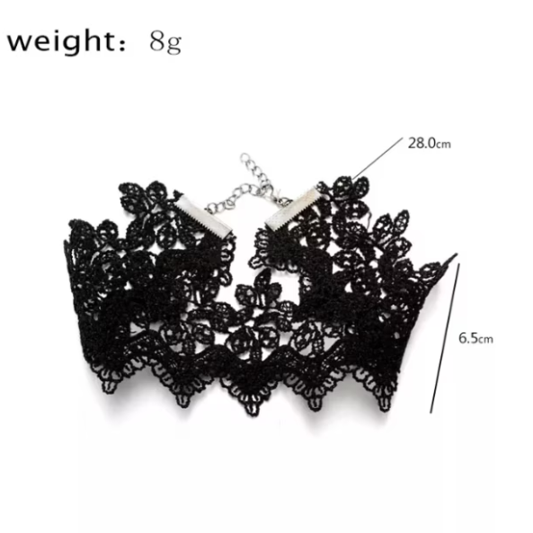Colier Choker model deosebit, CRM, dantelat, negru [6]