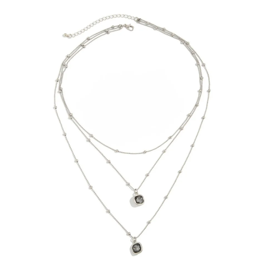Colier dama multistrat, CRM, cu pandantive si strass, elegant, argintiu [5]