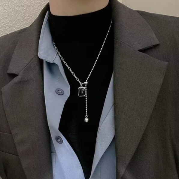 Colier elegant, Black pendant, CRM, 39 cm [5]
