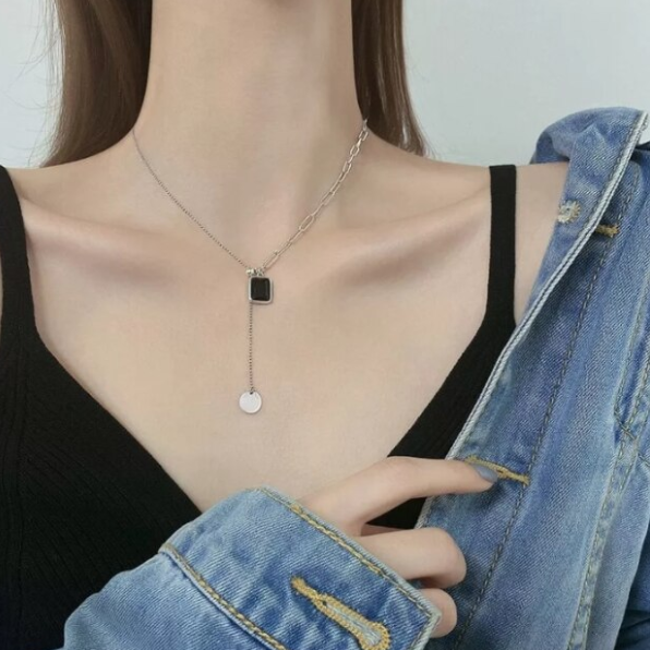 Colier elegant, Black pendant, CRM, 39 cm [2]
