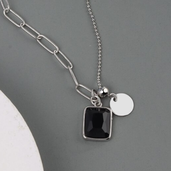 Colier elegant, Black pendant, CRM, 39 cm [4]