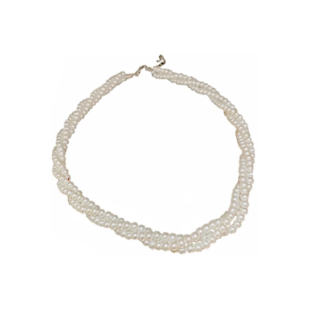 Colier împletit din perle albe, CRM, elegant Pearl, alb/argintiu, 40 cm [4]