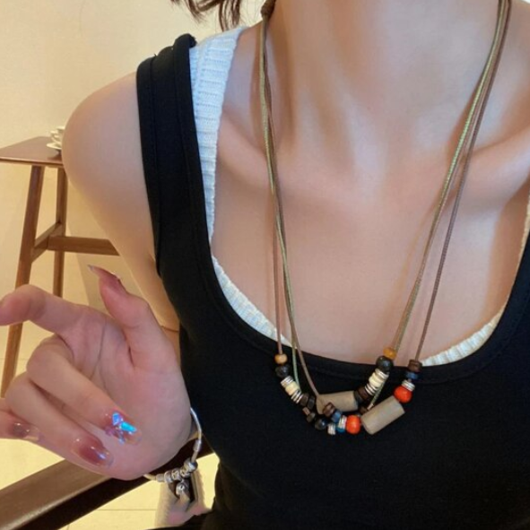 Colier Retro cu Accesorii Multiple, CRM, pentru Fete/Băieți, 3 Layers, Multicolor, Reglabil [4]