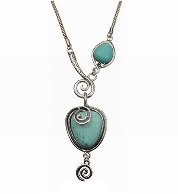 Colier Elegant cu Pandantiv Boho EVNC - Silvana Turquoise, Mărime Reglabilă [2]