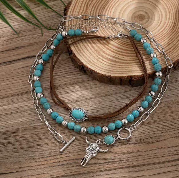 Colier Tip Cocker cu Pandantiv Boho EVNC - Ethnic Style Bull Head, Mărime Reglabilă [3]