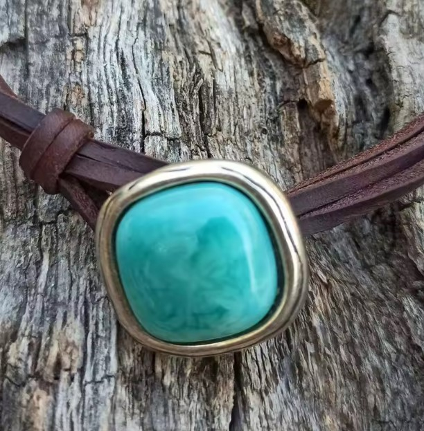 Colier Tip Cocker cu Pandantiv Boho EVNC - Turquoise Pendant, Mărime Reglabilă [3]
