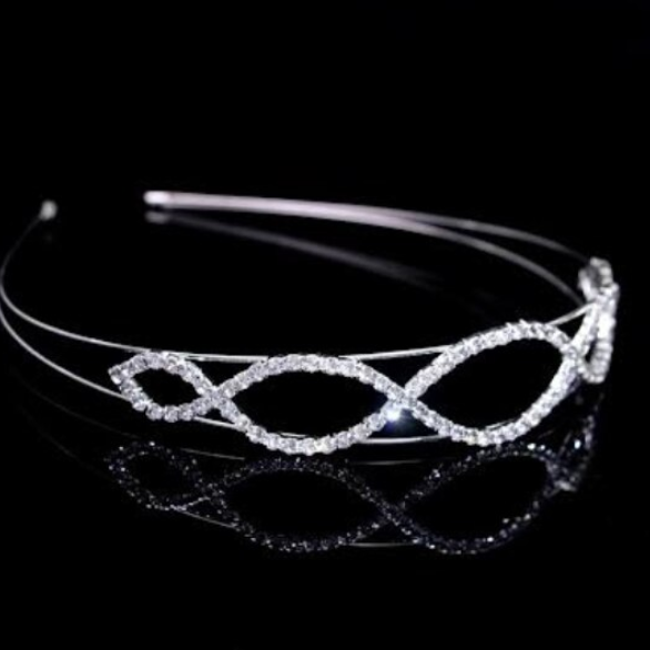 Coroniță Elegantă cu Cristale, CRM,  Accesoriu Decorativ pentru Păr, Argintie [3]