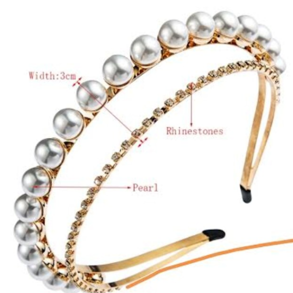 Coroniță Elegantă Duo, CRM,  Accesoriu Decorativ pentru Păr, Alb/Auriu [3]