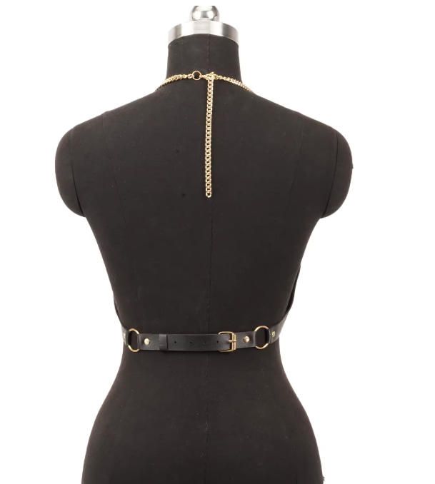 Corset Negru cu Lanțuri EVNC - Stil Punk Gothic, Ajustabil [3]