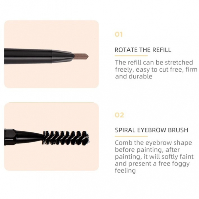 Creion retractabil pentru sprancene, Luxury Power Brow, 2 capete, nuanta coffee brown [2]