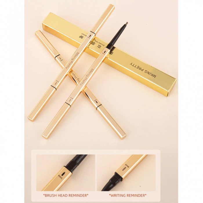 Creion retractabil pentru sprancene, Luxury Power Brow, 2 capete, nuanta coffee brown [3]