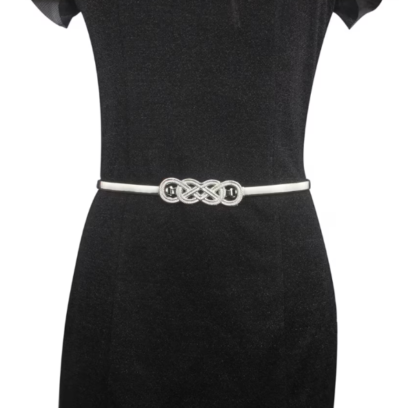Curea eleganta femei, CRM, elastica, argintie [2]