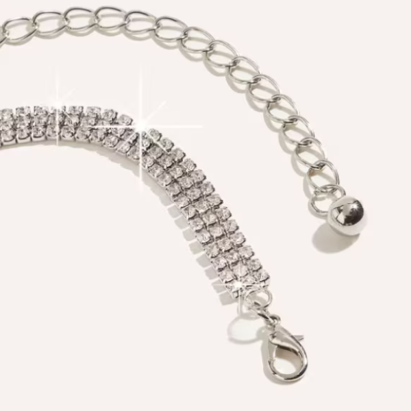 Curea Glamour Strass, CRM, argintie, 105 cm [3]