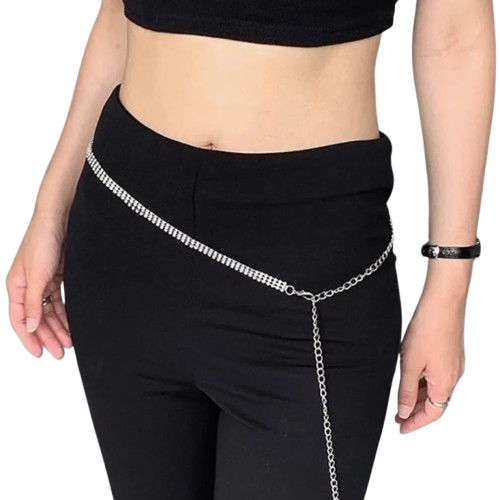 Curea Glamour Strass, CRM, argintie, 105 cm [1]
