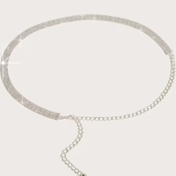 Curea Glamour Strass, CRM, aurie, 105 cm [4]