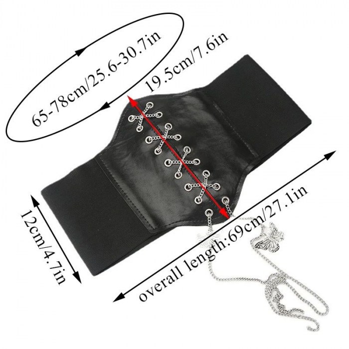 Curea lata pentru femei tip corset, piele ecologica, cu accesorii argintii [4]