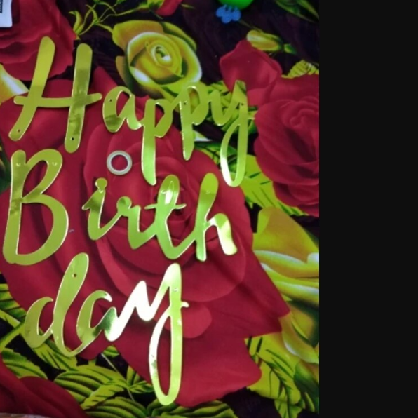Decoratiune pentru Petrecere, CRM, cu Mesaj Happy Birthday, auriu [4]