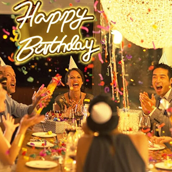Decoratiune pentru Petrecere, CRM, cu Mesaj Happy Birthday, auriu [2]