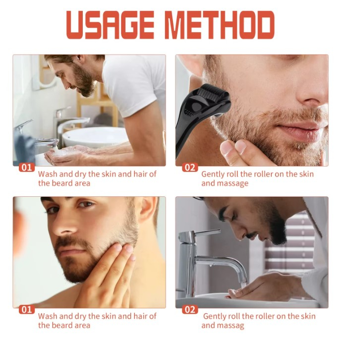 Derma-Roller pentru Creșterea Părului și Bărbii – Beard Roller 0.5mm [10]