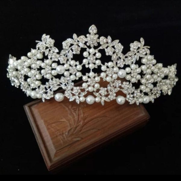 Diadema cu perle si zirconiu, CRM, coronita pentru mireasa, ornament pentru par [2]