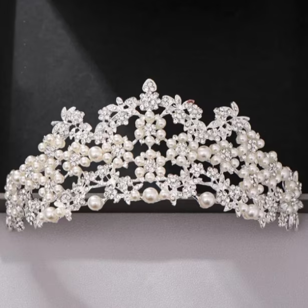 Diadema cu perle si zirconiu, CRM, coronita pentru mireasa, ornament pentru par [4]