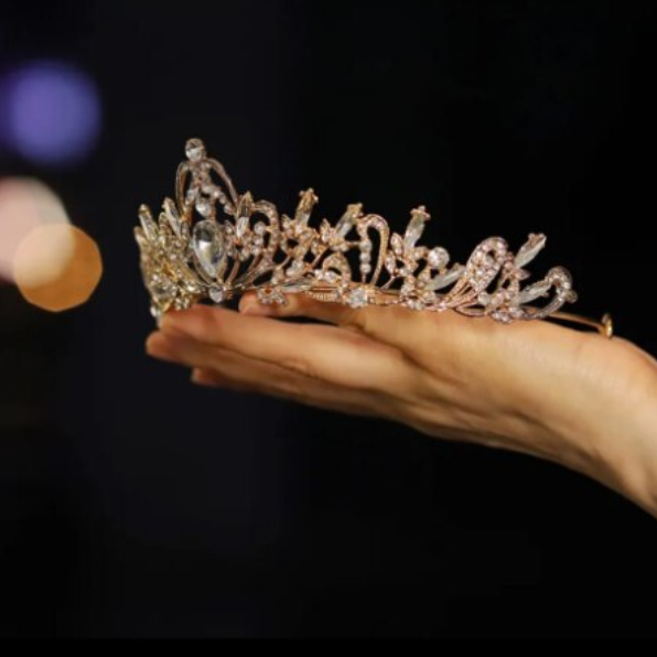 Diademă pentru Păr Mireasă, CRM, Model Coroniță Elegantă, Aurie [3]