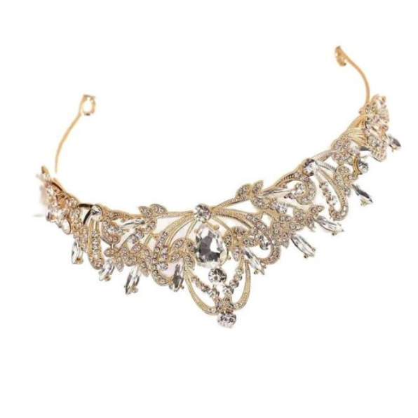 Diademă pentru Păr Mireasă, CRM, Model Coroniță Elegantă, Aurie [4]