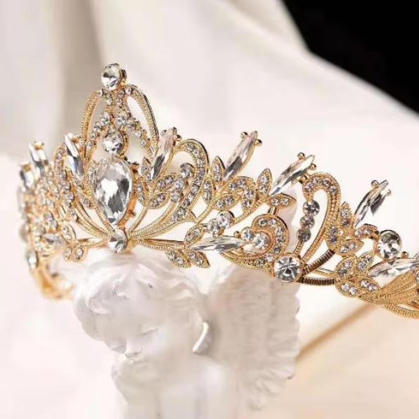 Diademă pentru Păr Mireasă, CRM, Model Coroniță Elegantă, Aurie [2]