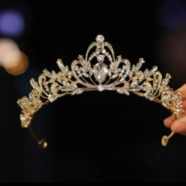 Diademă pentru Păr Mireasă, CRM, Model Coroniță Elegantă, Aurie [5]