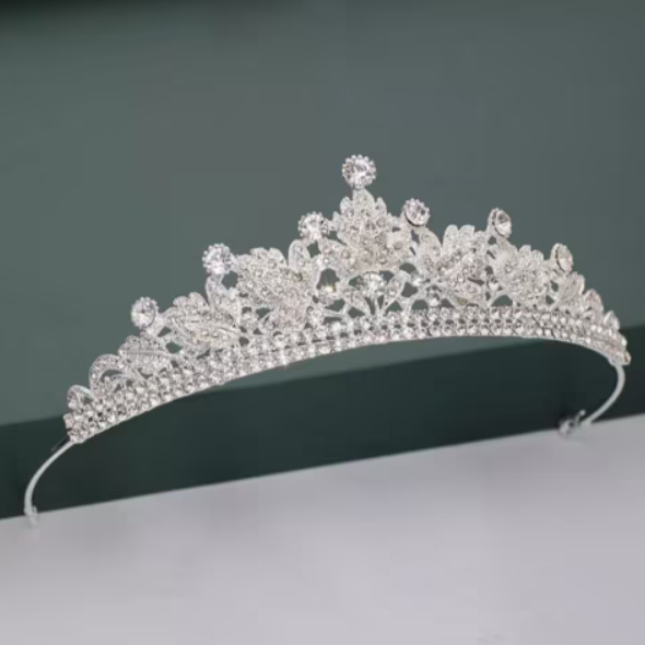 Diademă Precious pentru Păr Mireasă, CRM, cu Cristale Strălucitoare, Argintiu [2]