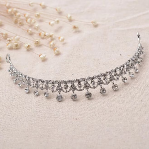 Diademă Tip Prințesă, CRM, Coroniță pentru Mireasă, Ornament Păr, cu Cristale [2]