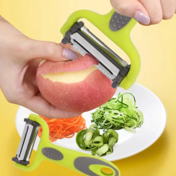 Dispozitiv pentru Decojit Fructe și Legume, CRM, Răzătoare Rotativă 3 în 1, Verde, Compact și Eficient [7]
