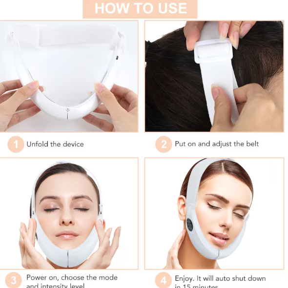 Dispozitiv V-Line Face, Photon Therapy Slimming Vibration, CRM, non-invaziv, pentru barbie, alb [6]