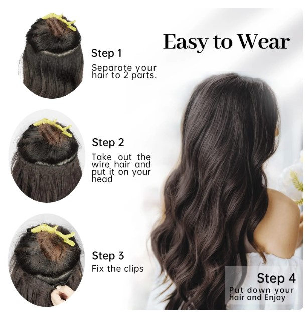 Extensii de păr tip semiperucă EVNC Hair Extensions - Prindere 4 clipsuri [2]