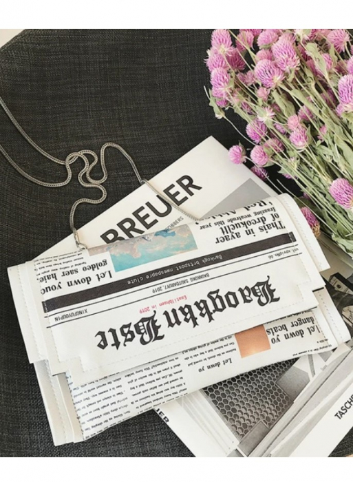 Geanta tip plic cu imprimeu de ziar, EVNC, Bag Newspaper [3]