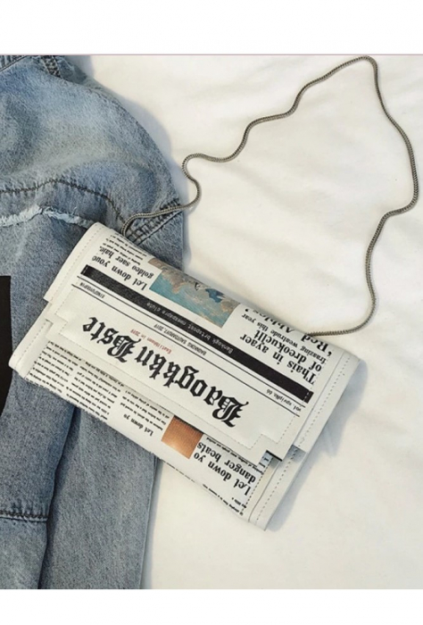 Geanta tip plic cu imprimeu de ziar, EVNC, Bag Newspaper [4]