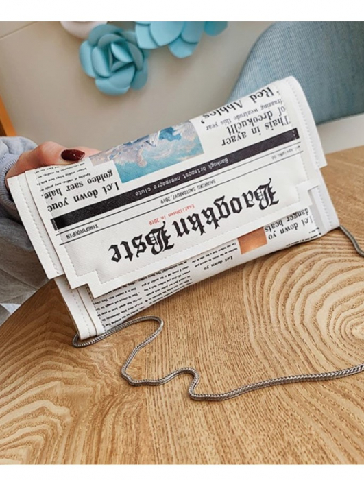 Geanta tip plic cu imprimeu de ziar, EVNC, Bag Newspaper [5]