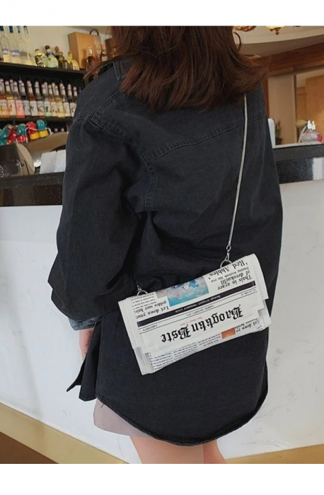 Geanta tip plic cu imprimeu de ziar, EVNC, Bag Newspaper [2]