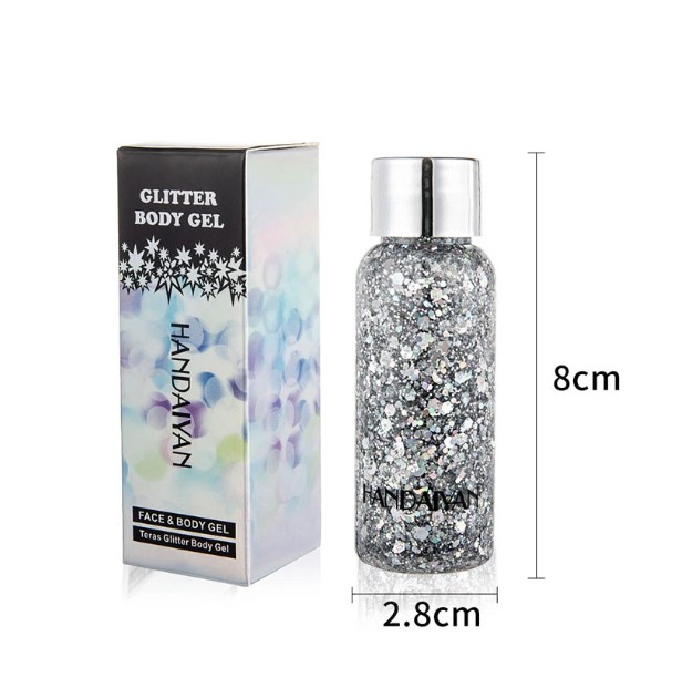 Gel cu sclipici pentru fata, par si corp, EVNC, Glitter Gel Art, argintiu [2]