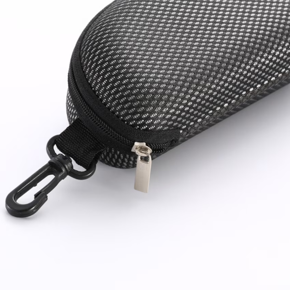 Husa pentru ochelari, Toc rigid, CRM, cu fermoar si agatatoare tip carabina, portabil, negru [3]