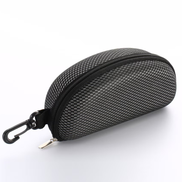 Husa pentru ochelari, Toc rigid, CRM, cu fermoar si agatatoare tip carabina, portabil, negru [5]