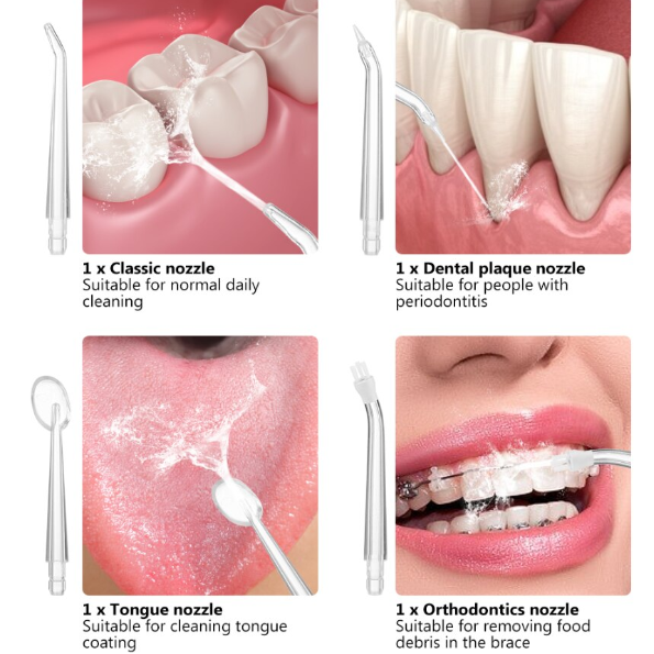Irigator Oral/Dental, 3 Programe de Presiune, 4 Vârfuri Incluse, USB/IPX7, CRM, 220 ml, Portabil, Alb [3]