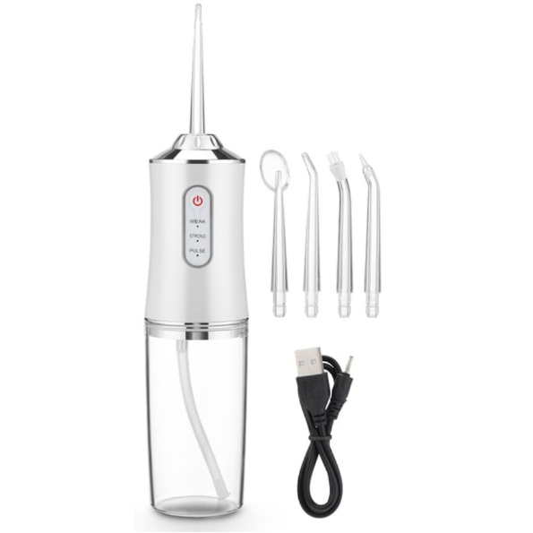 Irigator Oral/Dental, 3 Programe de Presiune, 4 Vârfuri Incluse, USB/IPX7, CRM, 220 ml, Portabil, Alb [10]